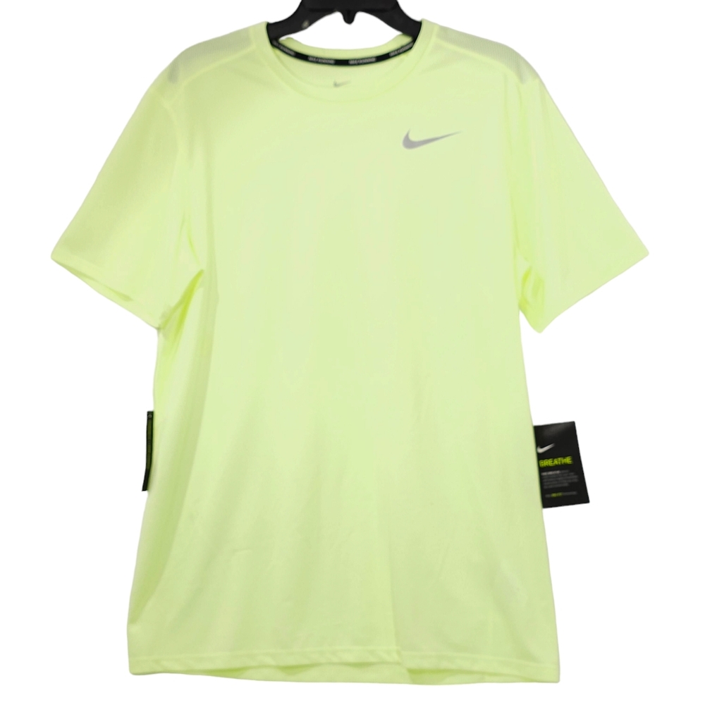 Nike Breathe Running  Shirt Barely Volt Men's Medium